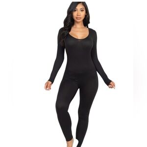 Long Sleeve Bodycon Jumpsuit - Black